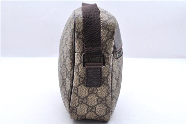 Authentic GUCCI Shoulder Cross Body Bag GG PVC Leather 114291 Brown 9354D