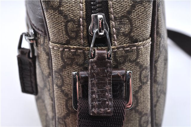 Authentic GUCCI Shoulder Cross Body Bag GG PVC Leather 114291 Brown 9354D