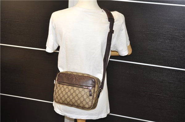 Authentic GUCCI Shoulder Cross Body Bag GG PVC Leather 114291 Brown 9354D