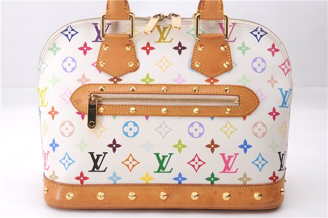 Auth Louis Vuitton Monogram Multicolor Alma PM Hand Bag White M92647 Box 9359E