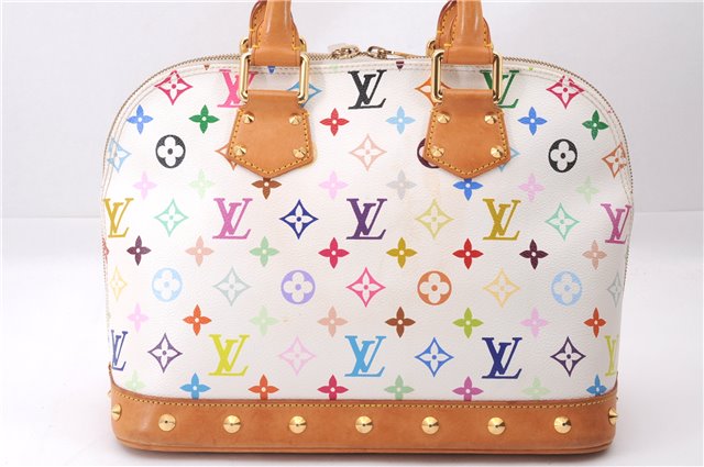Auth Louis Vuitton Monogram Multicolor Alma PM Hand Bag White M92647 Box 9359E