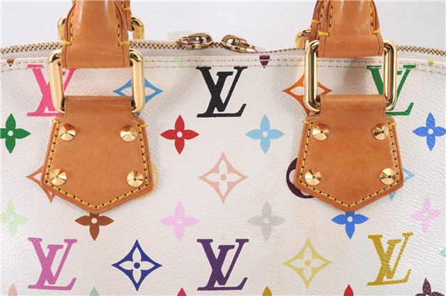 Auth Louis Vuitton Monogram Multicolor Alma PM Hand Bag White M92647 Box 9359E