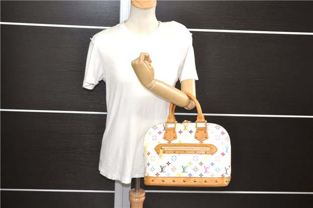 Auth Louis Vuitton Monogram Multicolor Alma PM Hand Bag White M92647 Box 9359E
