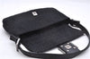 Authentic FENDI Zucchino Mamma Baguette Shoulder Bag Canvas Leather Black 9362E