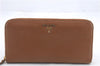 Authentic PRADA Leather Long Wallet Purse Brown 9371C