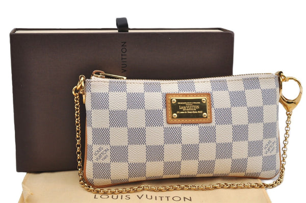 Auth Louis Vuitton Damier Azur Pochette Mira MM Accessory Pouch N60027 Box 9373E