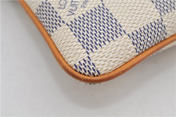 Auth Louis Vuitton Damier Azur Pochette Mira MM Accessory Pouch N60027 Box 9373E