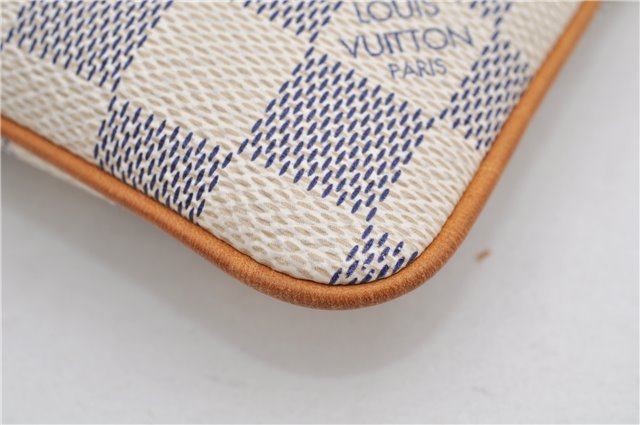 Auth Louis Vuitton Damier Azur Pochette Mira MM Accessory Pouch N60027 Box 9373E