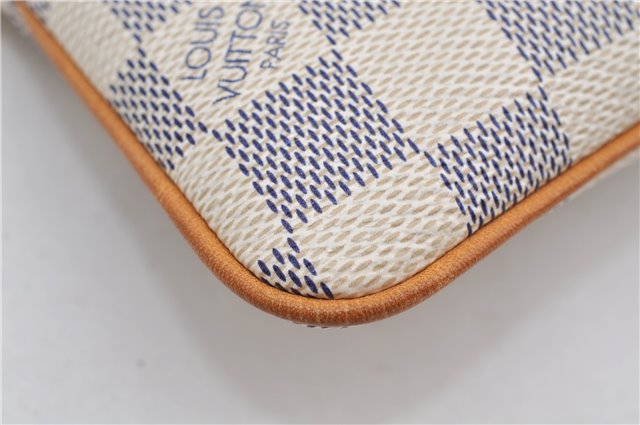 Auth Louis Vuitton Damier Azur Pochette Mira MM Accessory Pouch N60027 Box 9373E