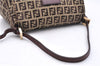 Authentic FENDI Zucchino Mamma Baguette Shoulder Bag Canvas Leather Brown 9374E