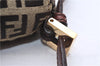 Authentic FENDI Zucchino Mamma Baguette Shoulder Bag Canvas Leather Brown 9374E