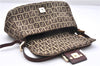 Authentic FENDI Zucchino Mamma Baguette Shoulder Bag Canvas Leather Brown 9374E