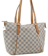 Authentic Louis Vuitton Damier Azur Totally PM Tote Bag White N41280 LV 9375E