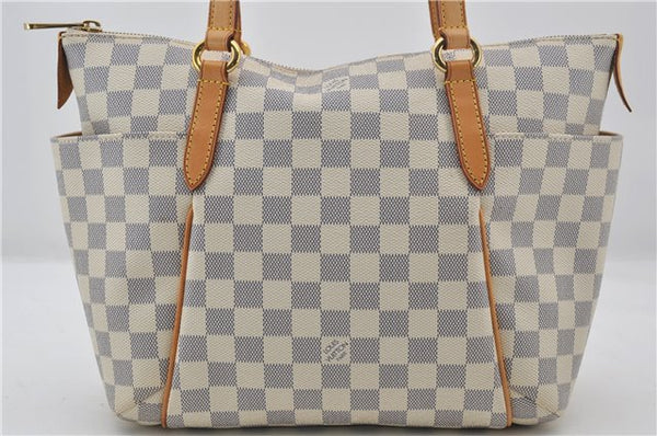 Authentic Louis Vuitton Damier Azur Totally PM Tote Bag White N41280 LV 9375E