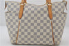 Authentic Louis Vuitton Damier Azur Totally PM Tote Bag White N41280 LV 9375E