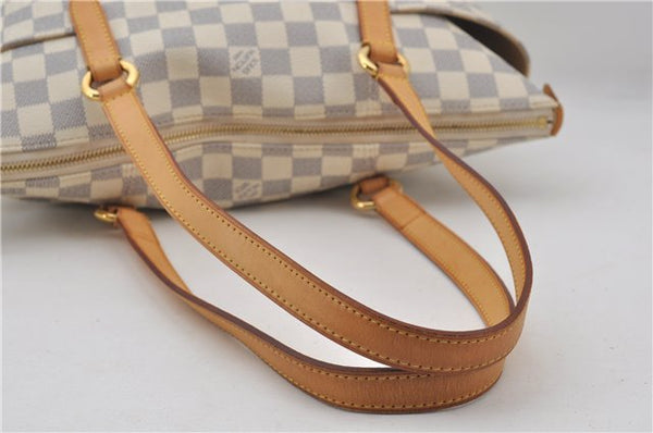 Authentic Louis Vuitton Damier Azur Totally PM Tote Bag White N41280 LV 9375E
