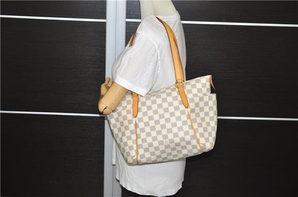 Authentic Louis Vuitton Damier Azur Totally PM Tote Bag White N41280 LV 9375E