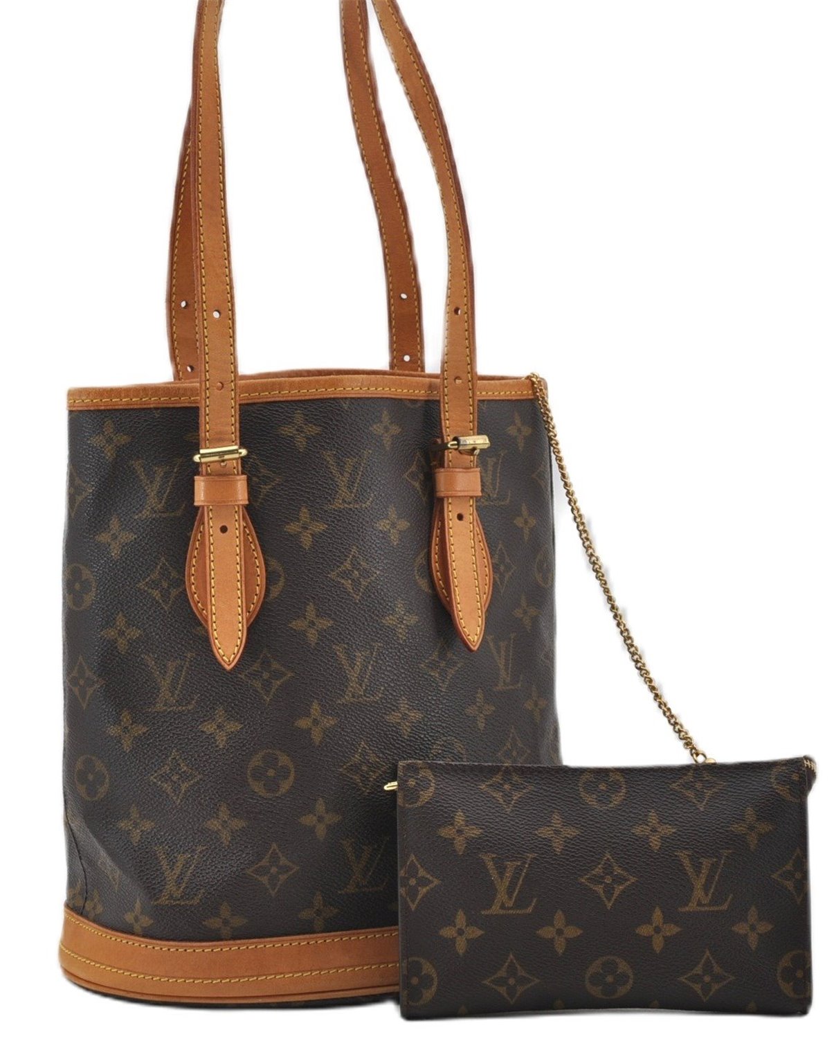 Authentic Louis Vuitton Monogram Bucket PM Shoulder Tote Bag M42238 LV 9379E
