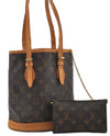 Authentic Louis Vuitton Monogram Bucket PM Shoulder Tote Bag M42238 LV 9379E