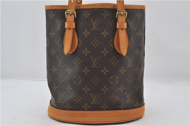 Authentic Louis Vuitton Monogram Bucket PM Shoulder Tote Bag M42238 LV 9379E