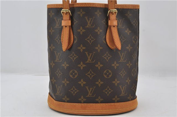 Authentic Louis Vuitton Monogram Bucket PM Shoulder Tote Bag M42238 LV 9379E