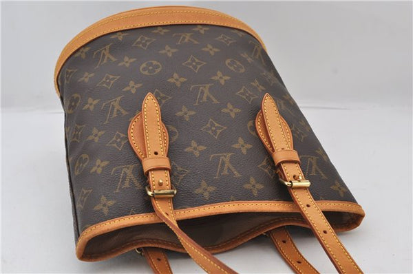 Authentic Louis Vuitton Monogram Bucket PM Shoulder Tote Bag M42238 LV 9379E