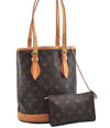 Authentic Louis Vuitton Monogram Bucket PM Shoulder Tote Bag M42238 LV 9381E