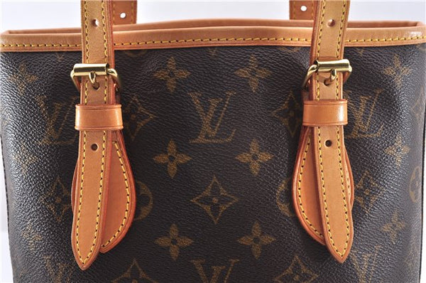 Authentic Louis Vuitton Monogram Bucket PM Shoulder Tote Bag M42238 LV 9381E