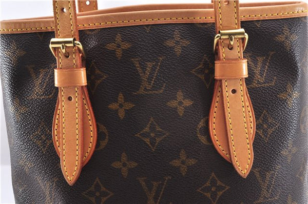 Authentic Louis Vuitton Monogram Bucket PM Shoulder Tote Bag M42238 LV 9381E