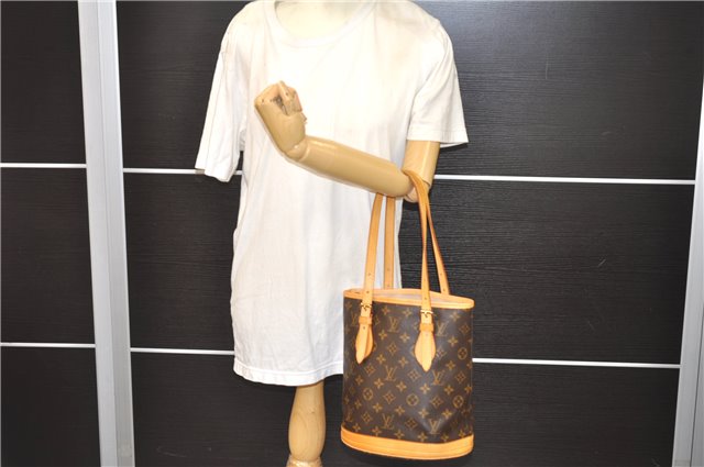 Authentic Louis Vuitton Monogram Bucket PM Shoulder Tote Bag M42238 LV 9381E