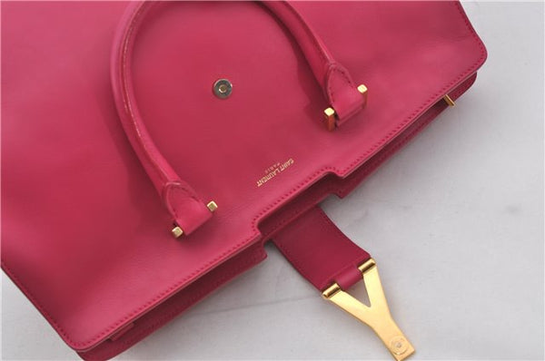 Authentic SAINT LAURENT Petit Cabas 2Way Shoulder Hand Bag Leather Pink 9383E