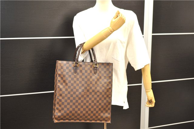 Authentic Louis Vuitton Damier Sac Plat Hand Bag N51140 LV 9385D