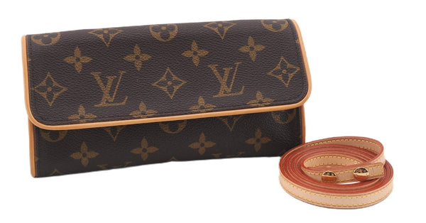 Authentic Louis Vuitton Monogram Pochette Twin PM Shoulder Bag M51854 LV 9385E