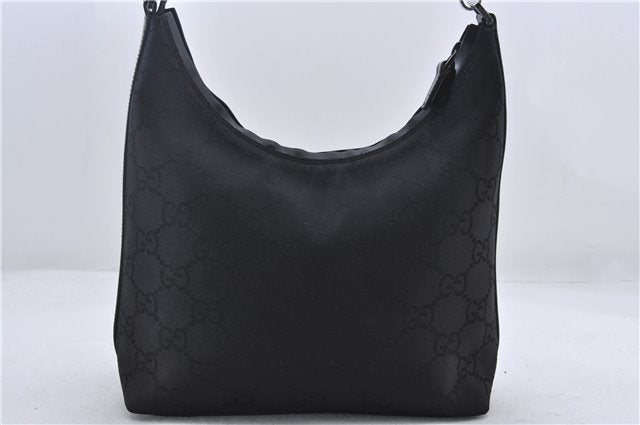 Authentic GUCCI Shoulder Hand Bag Purse GG Nylon Leather 28335 Black 9389D