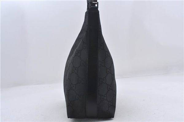 Authentic GUCCI Shoulder Hand Bag Purse GG Nylon Leather 28335 Black 9389D
