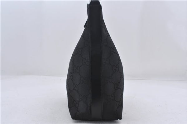 Authentic GUCCI Shoulder Hand Bag Purse GG Nylon Leather 28335 Black 9389D