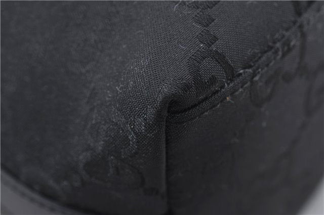 Authentic GUCCI Shoulder Hand Bag Purse GG Nylon Leather 28335 Black 9389D