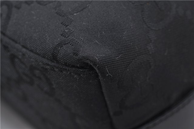 Authentic GUCCI Shoulder Hand Bag Purse GG Nylon Leather 28335 Black 9389D