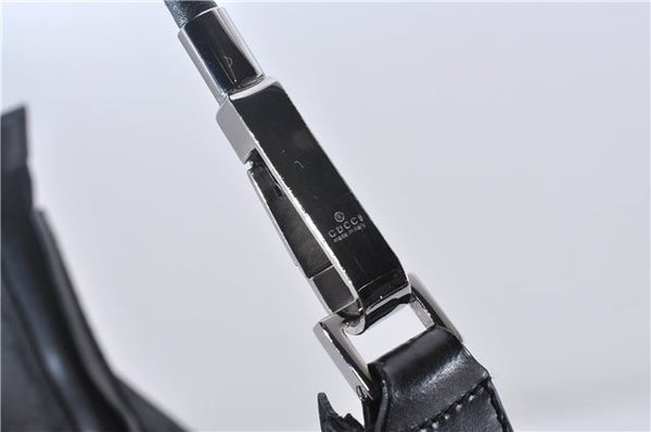 Authentic GUCCI Shoulder Hand Bag Purse GG Nylon Leather 28335 Black 9389D