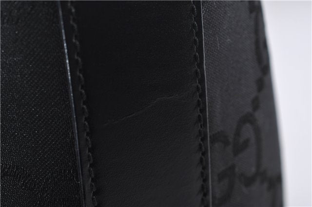 Authentic GUCCI Shoulder Hand Bag Purse GG Nylon Leather 28335 Black 9389D