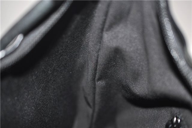 Authentic GUCCI Shoulder Hand Bag Purse GG Nylon Leather 28335 Black 9389D