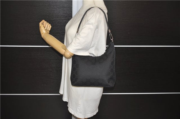 Authentic GUCCI Shoulder Hand Bag Purse GG Nylon Leather 28335 Black 9389D