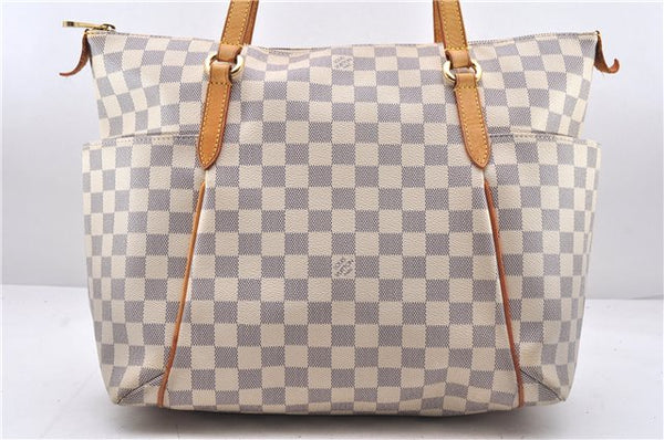 Authentic Louis Vuitton Damier Azur Totally MM Tote Bag N51262 LV 9396E