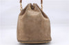 Authentic GUCCI Bamboo 2way Hand Shoulder Bag Purse Suede Leather Beige 9400D