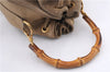 Authentic GUCCI Bamboo 2way Hand Shoulder Bag Purse Suede Leather Beige 9400D
