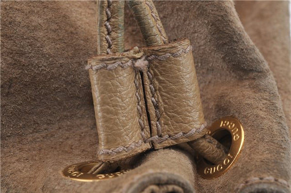 Authentic GUCCI Bamboo 2way Hand Shoulder Bag Purse Suede Leather Beige 9400D