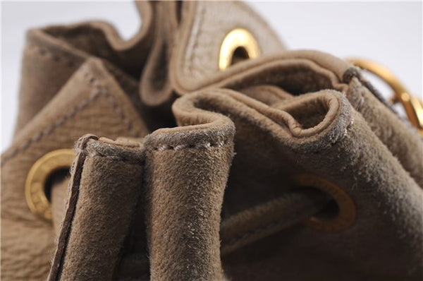 Authentic GUCCI Bamboo 2way Hand Shoulder Bag Purse Suede Leather Beige 9400D