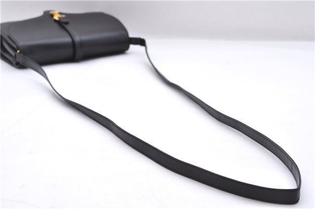 Authentic GUCCI Vintage Shoulder Cross Body Bag Purse Leather Black 9402E