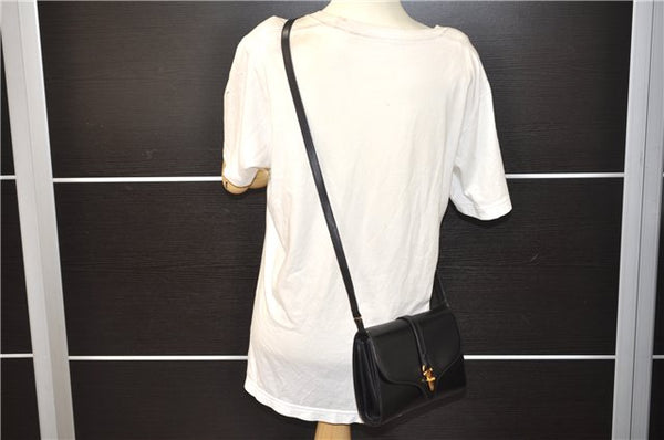 Authentic GUCCI Vintage Shoulder Cross Body Bag Purse Leather Black 9402E