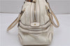 Authentic GUCCI Bamboo Horsebit Shoulder Tote Bag Leather 159398 Ivory 9403F